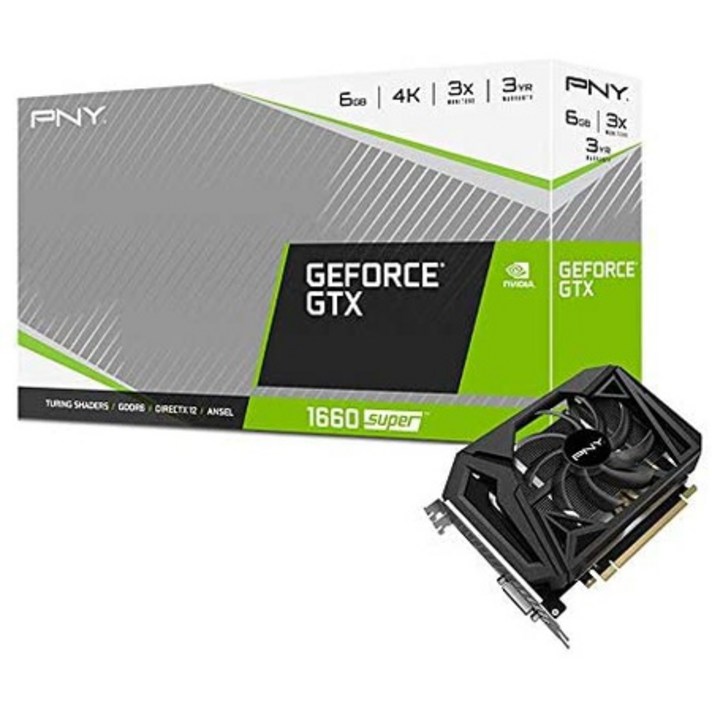 PNY GeForce GTX 1660 슈퍼드라이브 6GB 싱글 팬 FAN 그래픽 카드 (VCG16606SSFPPB) PROD1740148499, 상세 설명 참조0