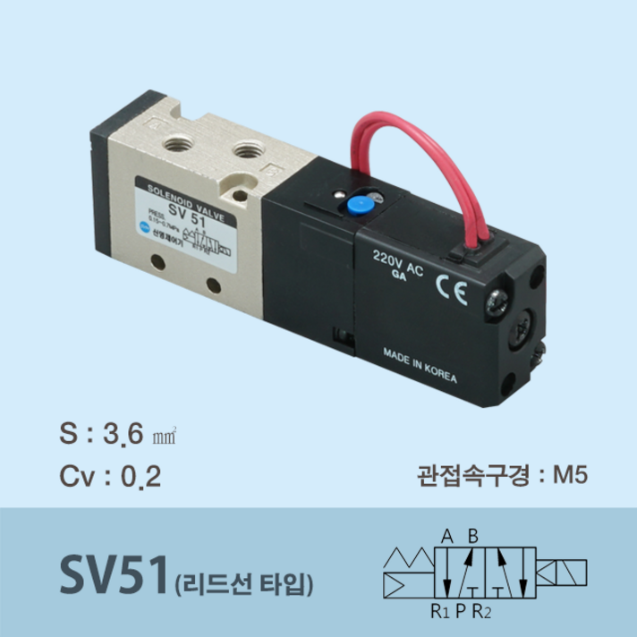 신영제어기 공압솔레노이드밸브 SV51 (직접배관형 5포트 싱글), -2L AC220V
