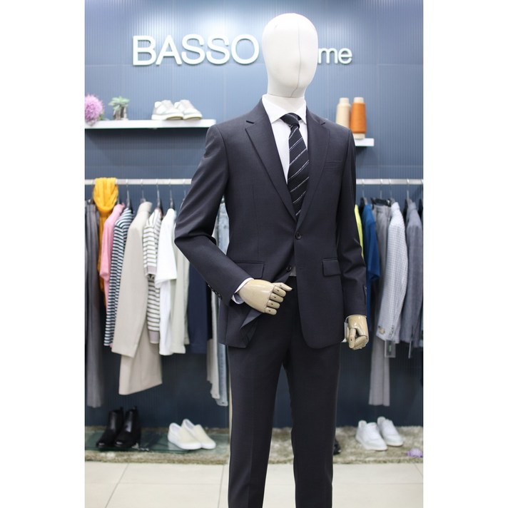 바쏘옴므 정장 WX3JT03ACH 차콜 그레이 컬러 울스판 수트