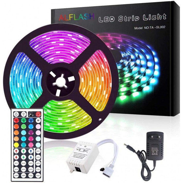 LED 스트립 조명 5050 RGB 150 LED TIK Tok Light Kit 16.4ft 방수 플렉시블 테이프 조명 색상 변경 44 키 IR 리모컨 및 가정, 단일옵션