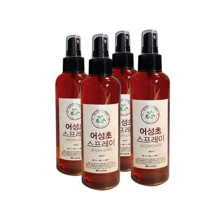 수산농원 어성초 두피팩 스프레이 200ml 80ml 자소엽 녹차, 4개