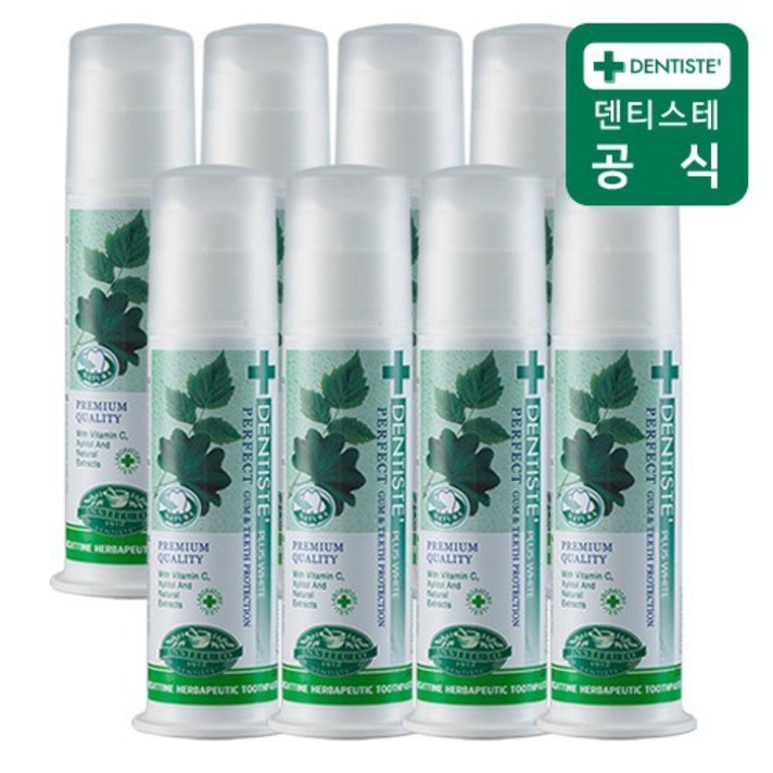 덴티스테 플러스화이트 펌프형 치약, 170g, 8개