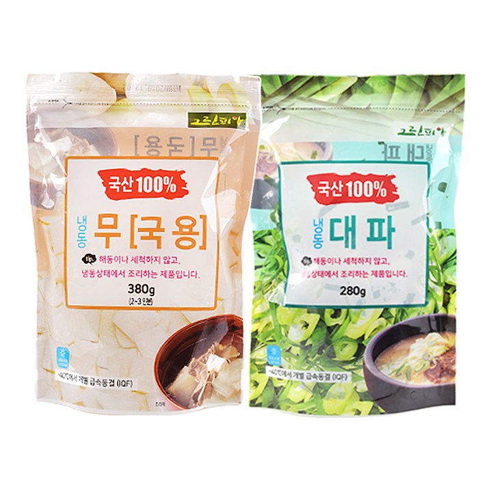국내산 냉동 무 (국용) 380g + 국내산 냉동 대파 280g