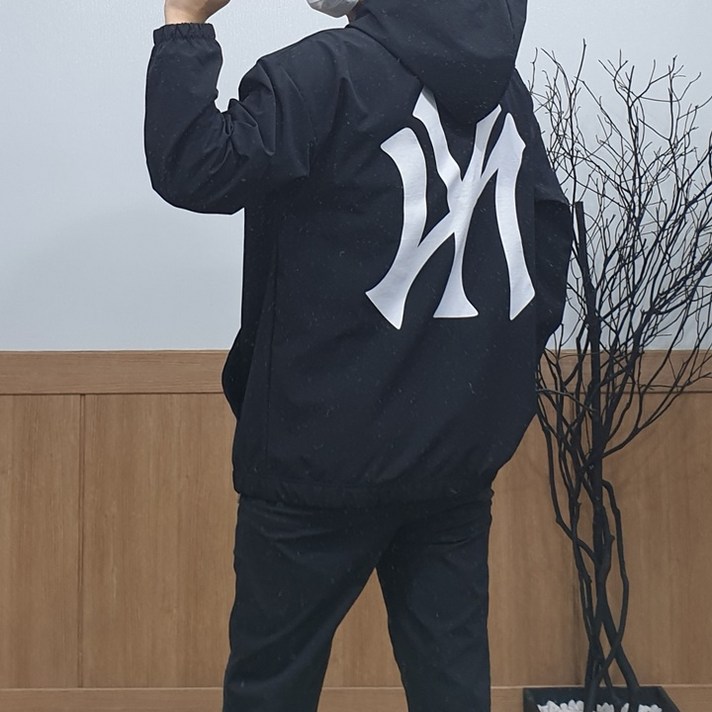 플랜미 뉴욕 우븐 오버핏 빅사이즈 트레이닝 집업 반집업 데일리 아노락 후드 바람막이