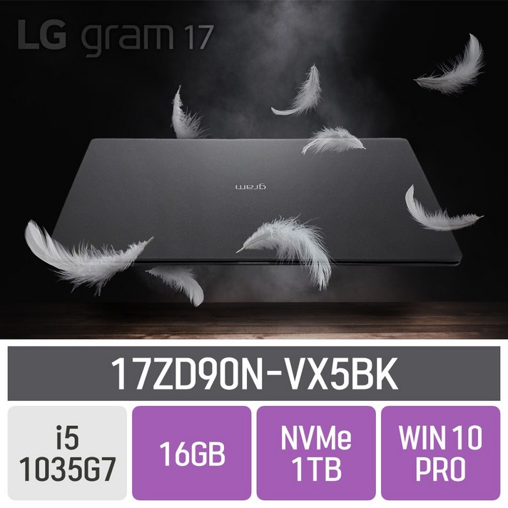 LG 그램17 2020 17ZD90N-VX5BK, 16GB, SSD 1TB, 포함