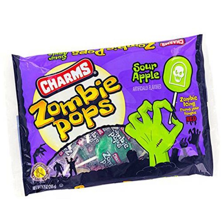 Halloween Charms Sour Apple Candy Zombie Candy Suckers 9.1 oz, 상세내용참조