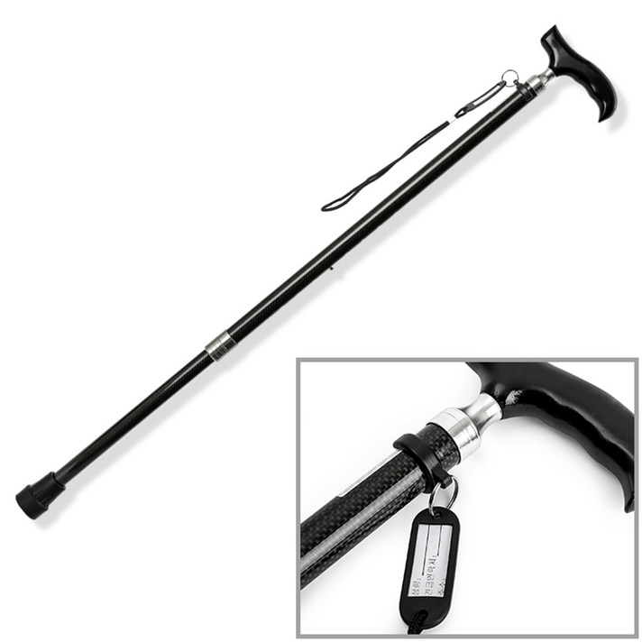 라온아띠 노인지팡이 초경량 카본 조절식 지팡이 KCS-107 명찰증정, 블랙, 1개