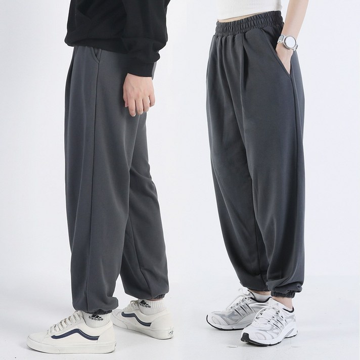 아우라큐 원턱 와이드밴딩조거팬츠 기모 쭈리 밴딩팬츠 소세지바지 빅사이즈 남여공용
