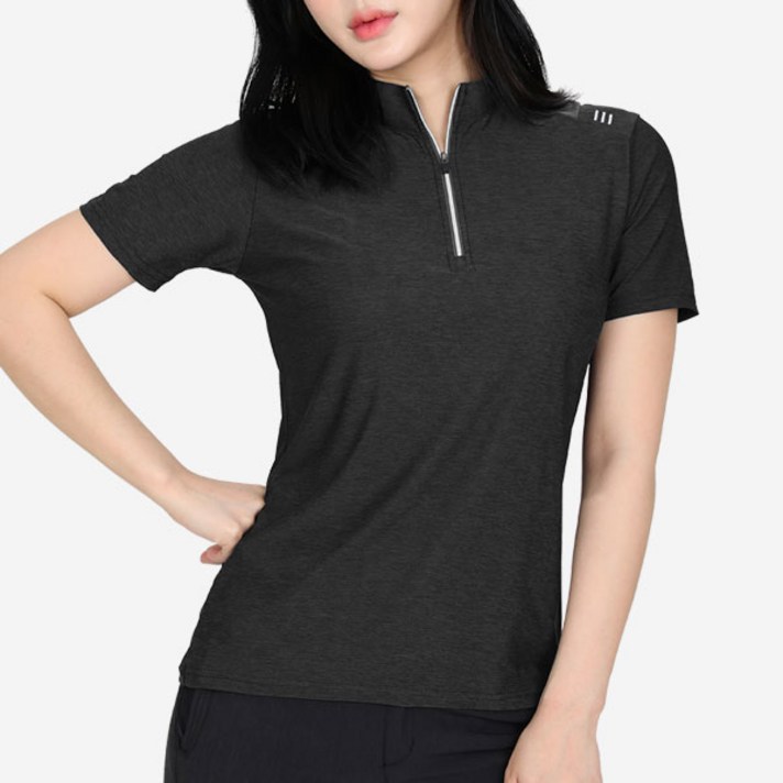 스타일랑 딜리아 여성 어깨배색 쾌적한 반팔 집업 아웃도어 티셔츠(A1SR1LT019W)