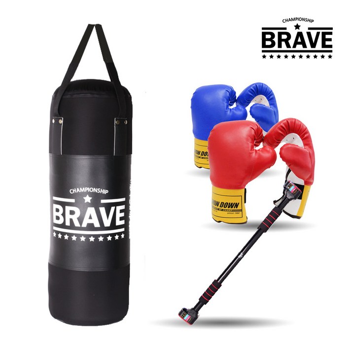 브레이브 샌드백 블랙에디션 80cm B세트 속빵빵, 샌드백빵빵+세이프락+복싱글러브레드M