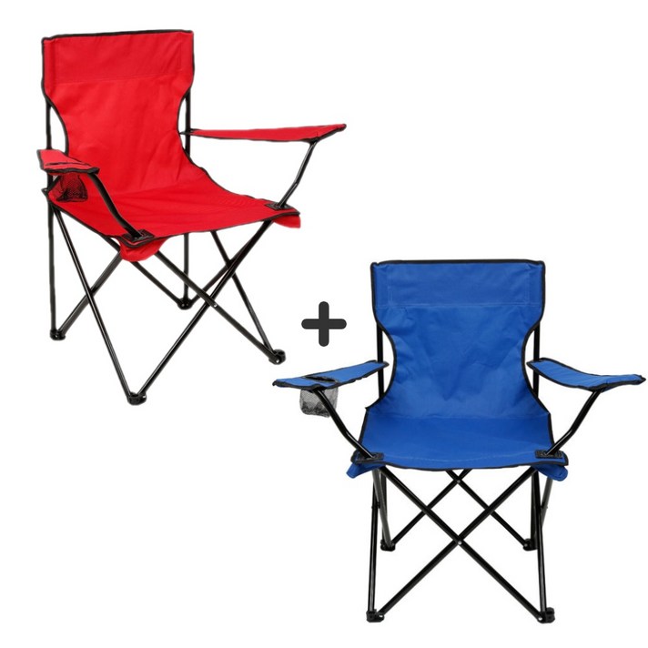 쿠웅샵 팔걸이 캠핑의자 낚시의자 1+1구매시 할인행사, 레드1개+블루1개