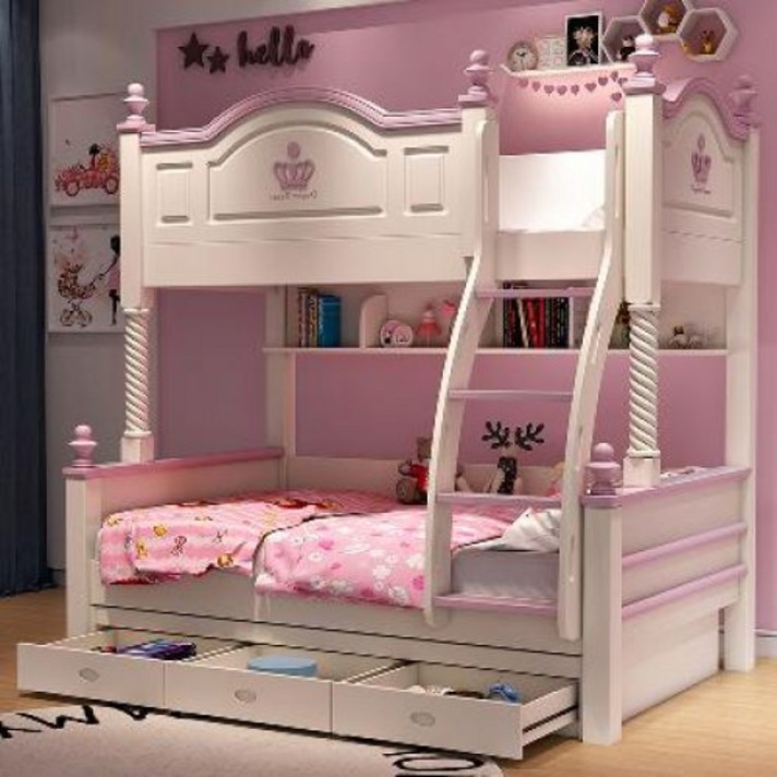 벙커침대 성인 이케아 2층 어린이 침대 드림캐슬 공주침대 실목자모상 다목적고저침대, 기본