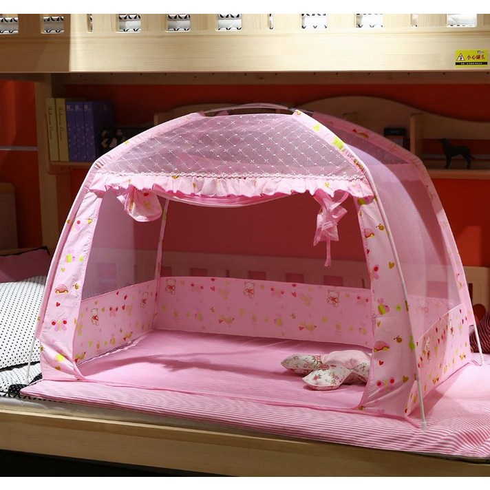 나뭇잎캐노피 사무실 이케아 침대 침대 모기장 방지 모기장 커버 침대, 싱글 도어 핑크 길이 110 폭 70 높이 80