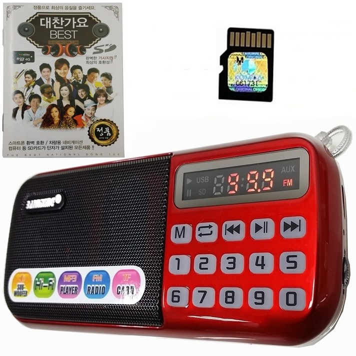 효도라디오 B-898 정품음원 100곡 포함, 레드, B-898e+100곡