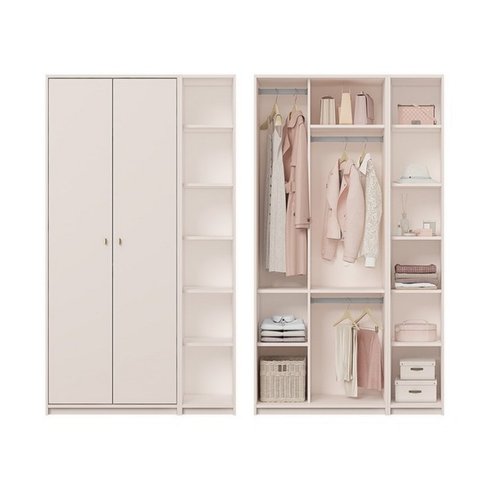 한샘 보나 주니어 옷장세트 B형 114cm 긴옷형 2단행거 옷장, 컬러:그레이(B)