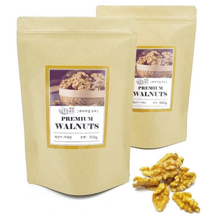 [ 견과공장 ] 캘리포니아 햇 호두 1kg (500g x 2봉) 프리미엄등급 Premium Walnuts, 2봉, 500g
