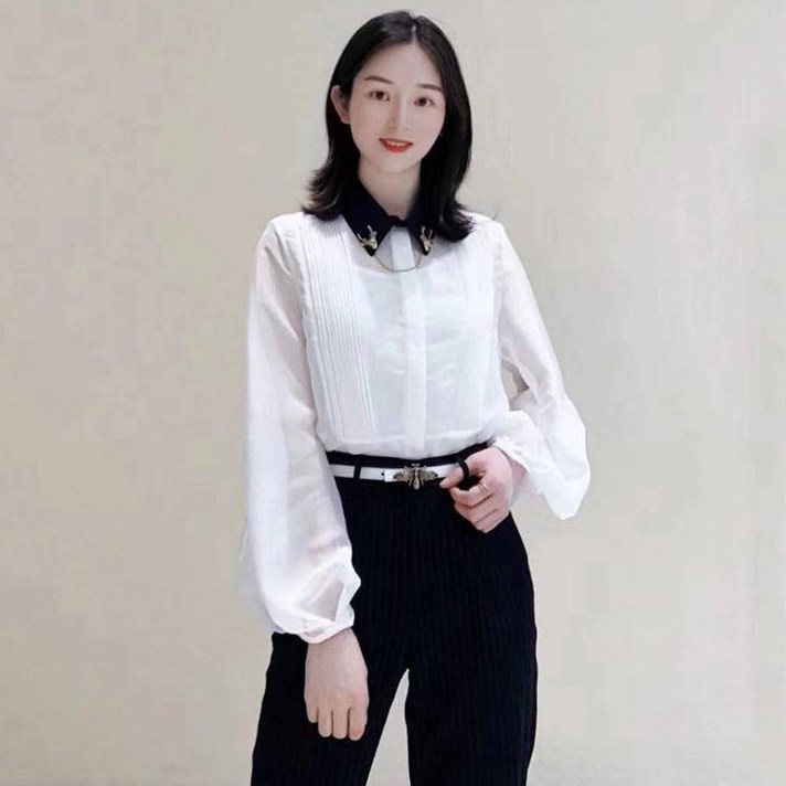 디스코 쉬폰블라우스룩 고드 알마슈 신 여성의류 전문 판매대 바로 품 가을 망사 시스루 벌룬소매