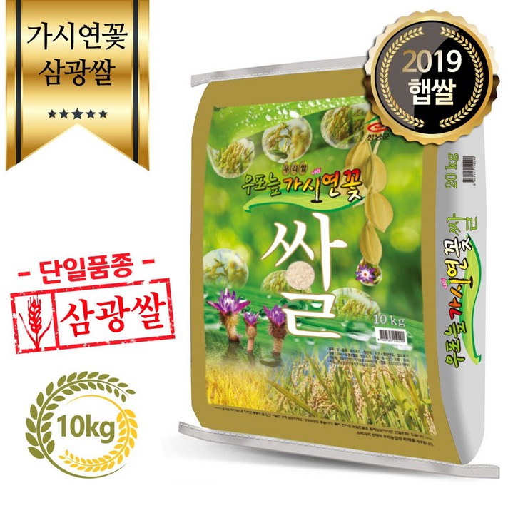 농사꾼 양심쌀 삼광쌀 10kg 2019년산 햅쌀 단일품종 박스포장 쌀10kg, 1포