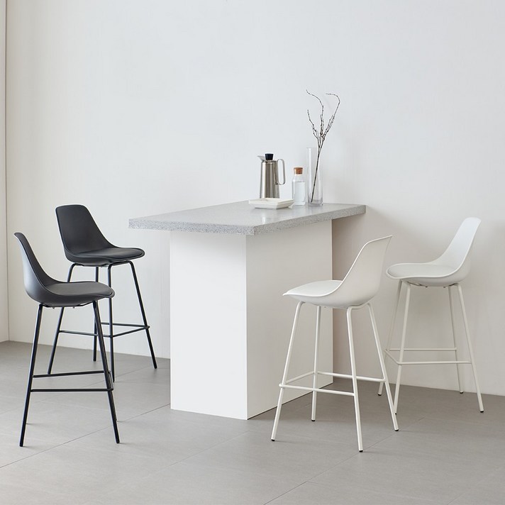 가구로드 루시바텐(회전 높이조절) 클릭바텐(고정) 홈바의자 아일랜드 식탁의자 높은의자 가죽쿠션 바체어, 클릭바텐-화이트2개,블랙2개