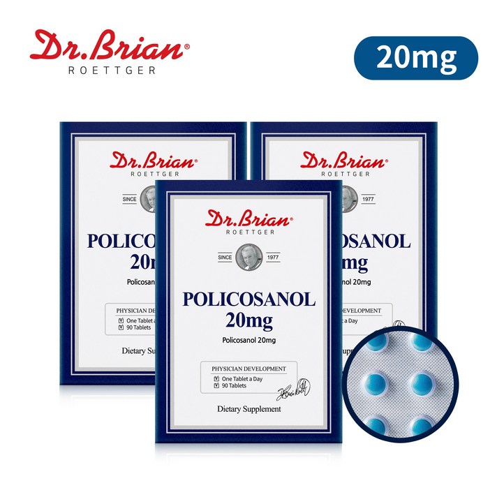 닥터브라이언 [묶음세트3통 9개월분] 6차재입고 폴리코사놀 20mg(90타블렛)콜레스테롤개선, 3통