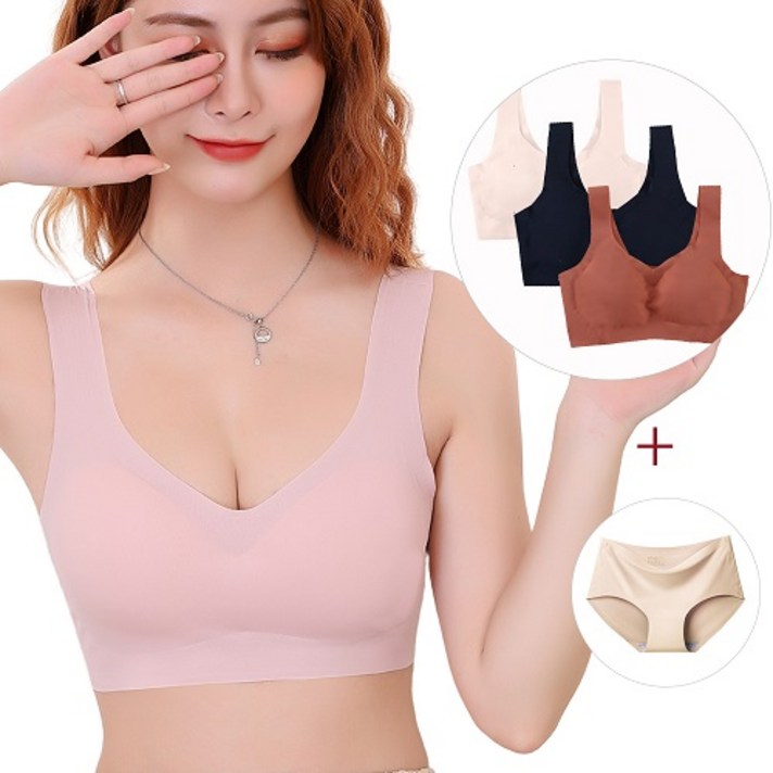 3+1 운동할때 입는 들뜸없는 브라 끈없는 수면 브라 큰가슴 심리스 스포츠 와이어리스 브라