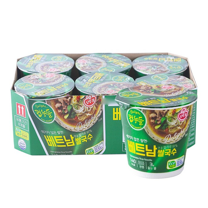 오뚜기 컵누들 베트남쌀국수 소컵 47g 6개/컵누들 매운맛 김치 왕뚜껑 팔도 도시락 농심 사발면 짜파게티 짜장 범벅 육개장