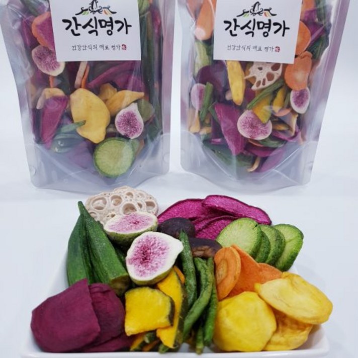 [간식명가] 동결건조 야채칩 믹스칩 연근 비트 더덕 도라지 브로콜리 버섯 파인애플 오크라 잭후르츠 완두콩 당근 청무 단호박 대추 통마늘 은행, 02. 야채칩믹스(130g) x 1봉