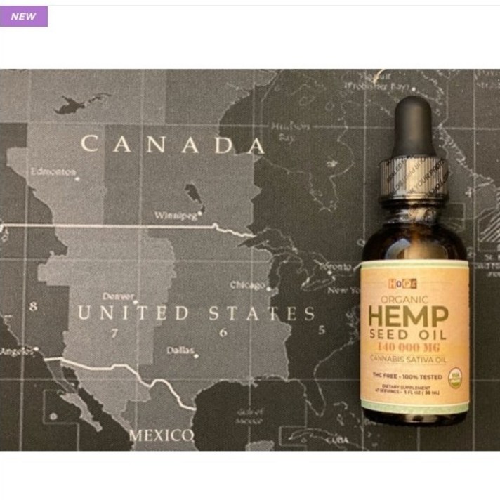 HOPE [7일 특가] CBD오일 대체품. 햄프씨드 오일_ Organic Hemp seed Oil_ 미국 직배송_140 000mg_30ml, 1개