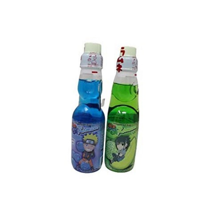 naruto ramune 2 팩 소다 다양한 맛 애니메이션 과자 음료 로 자유 시리즈 스티커 (blueberry/melon sasuke), Blueberry/Melon Naruto Sasuke