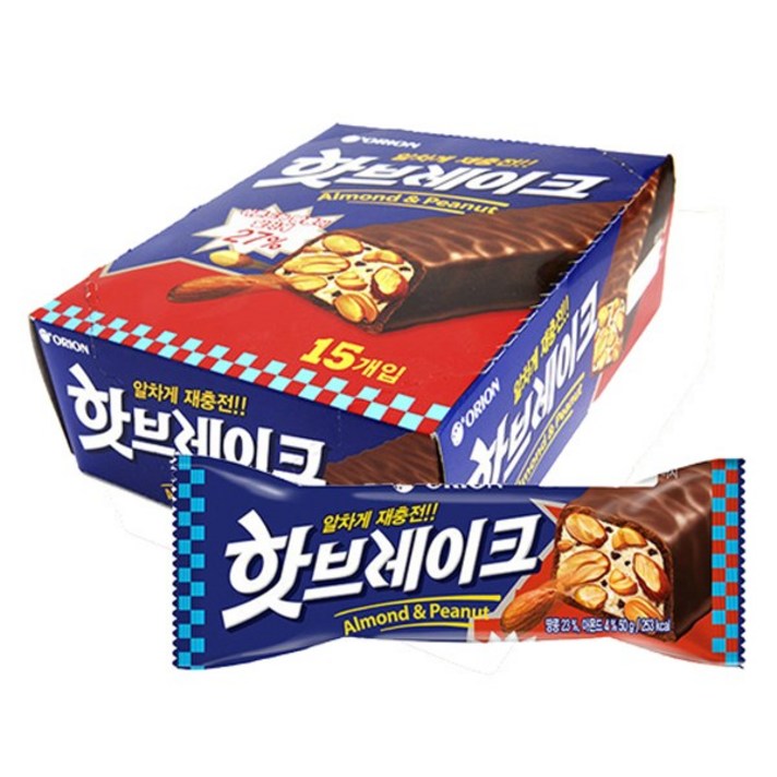 오리온 핫브레이크 초코바, 50g, 15개