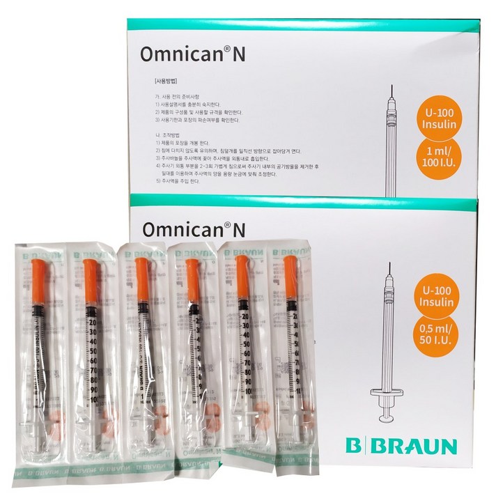 비브라운 인슐린 주사기 모음 05cc 1cc 100개입, 1. 0.5cc  30G (0.3x8mm)