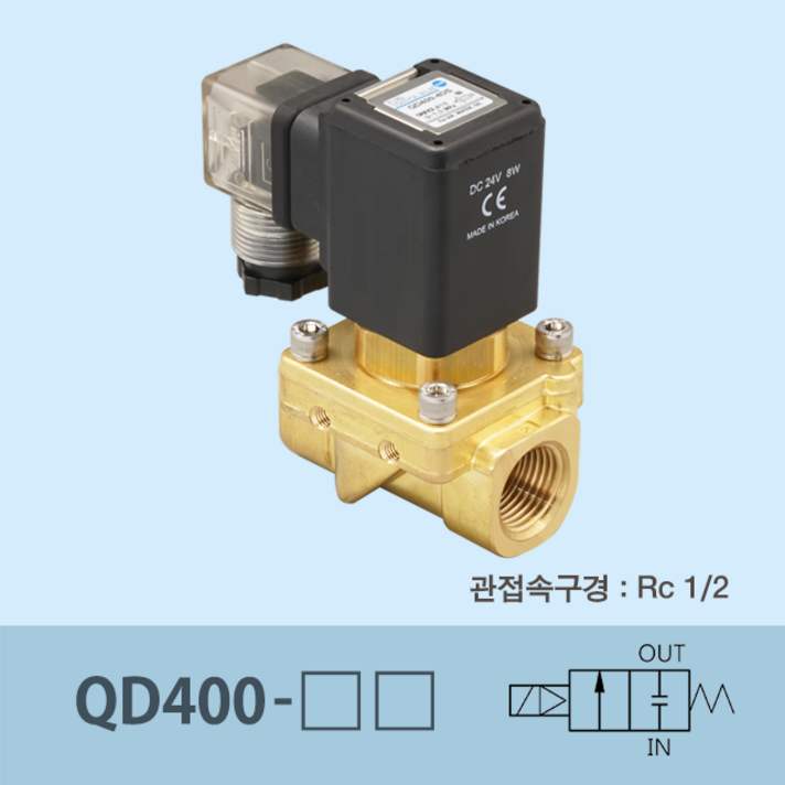 신영제어기 유체제어밸브 QD400 15A (오리피스 15mm 다이어프램 2포트 차압 제로 작동 파일럿형), -1L AC110V, 브라켓 없음