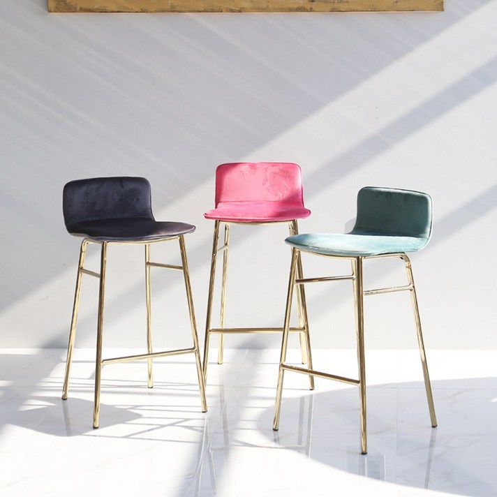 에이비퍼니쳐 빈홈바 골드 벨벳 높은 홈바 아일랜드식탁의자, 핫핑크