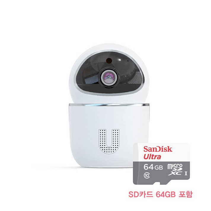 세종CCTV 회전형 지킴이 200만 화소 스마트 미니 감시 카메라 홈캠 실내용, 세종CCTV 지킴이+64GB+카메라 벽 브라켓