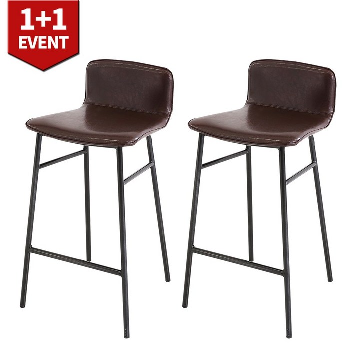 THEJOA 지니바체어 1+1 홈바체어 높은 빈티지 아일랜드 식탁 의자, 지니바체어-브라운 1+1