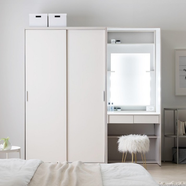 레이디가구 이안 빅 슬라이딩 옷장 장롱 1200, 화이트