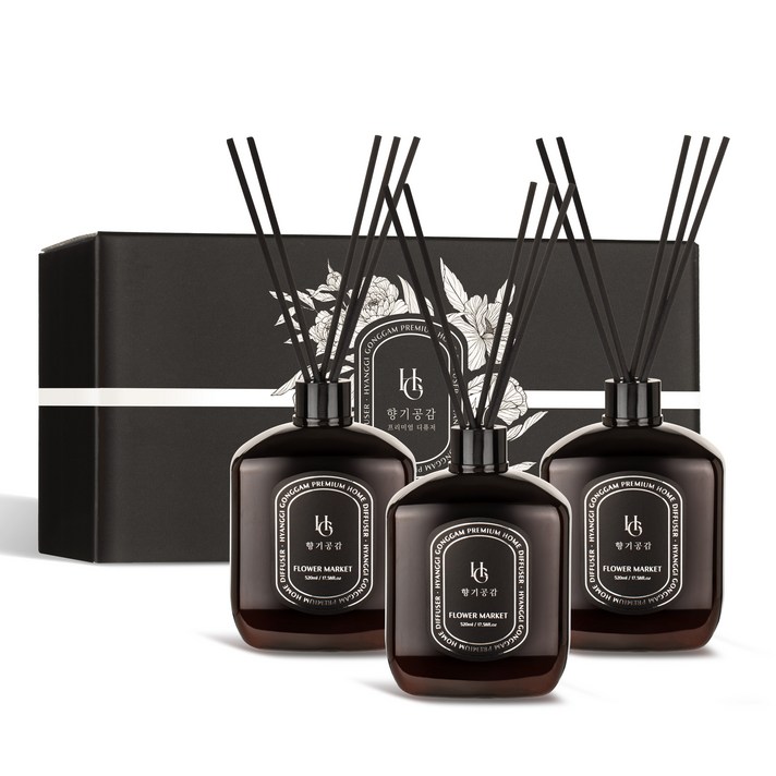 향기공감 프리미엄 대용량 디퓨저 선물세트, 3개, 520ml, 블랙체리