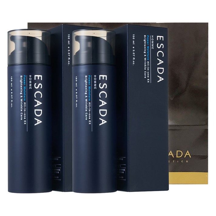 에스까다 옴므 파워 모이스춰 올인원 Ex 150ml 쇼핑백증정 남성 미백주름스킨로션에센스 올인원 화장품 대용량, 150ml, 2개