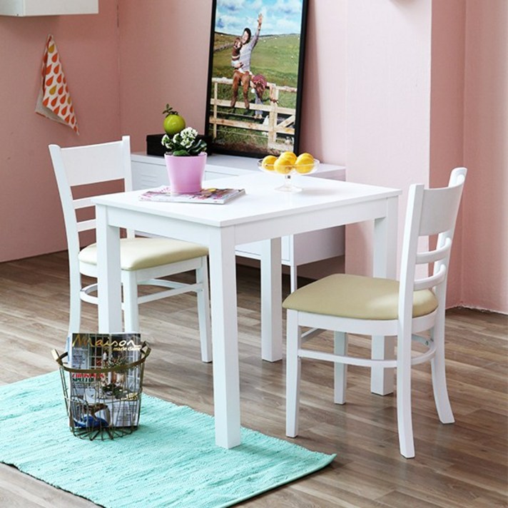 베스트리빙 캘빈 2인 화이트 원목식탁세트c23 식탁세트