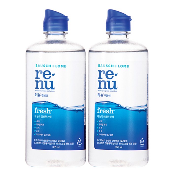 리뉴 후레쉬 렌즈 세정액, 355ml, 2개