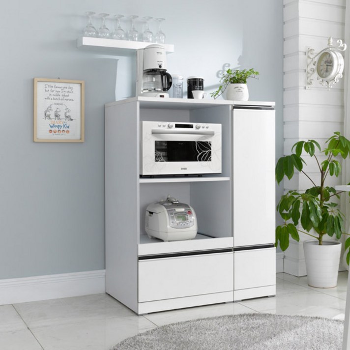 [큐피트아이] 1200광파오븐렌지대+틈새장세트, 화이트