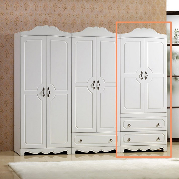 [미자크] 클래식 옷장 /장농/이불장/서랍옷장, 클래식 투서랍옷장(화이트)