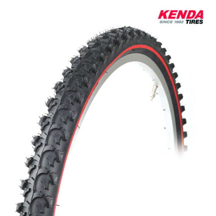 켄다 26X1.95 산악용 자전거 타이어, 블랙(측면레드라인)