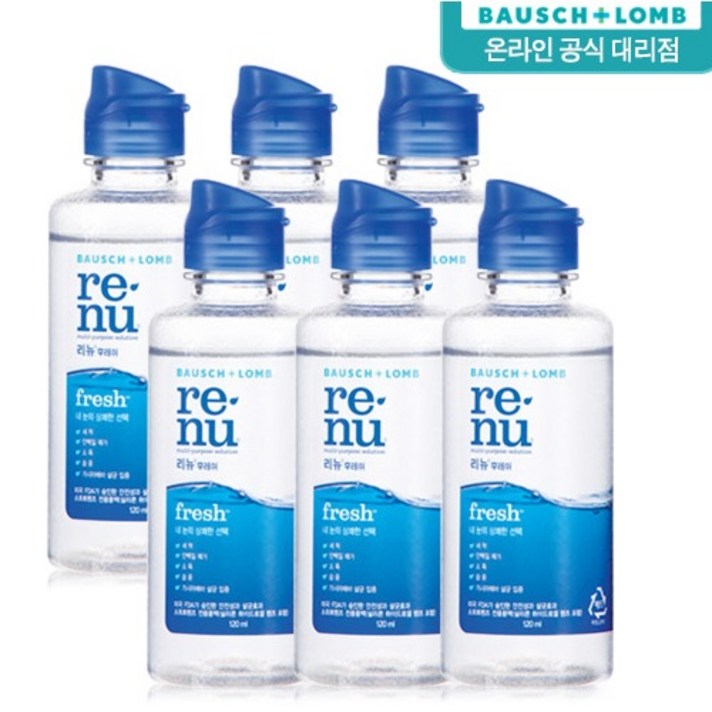 리뉴 후레쉬 렌즈 세정액, 120ml, 6개