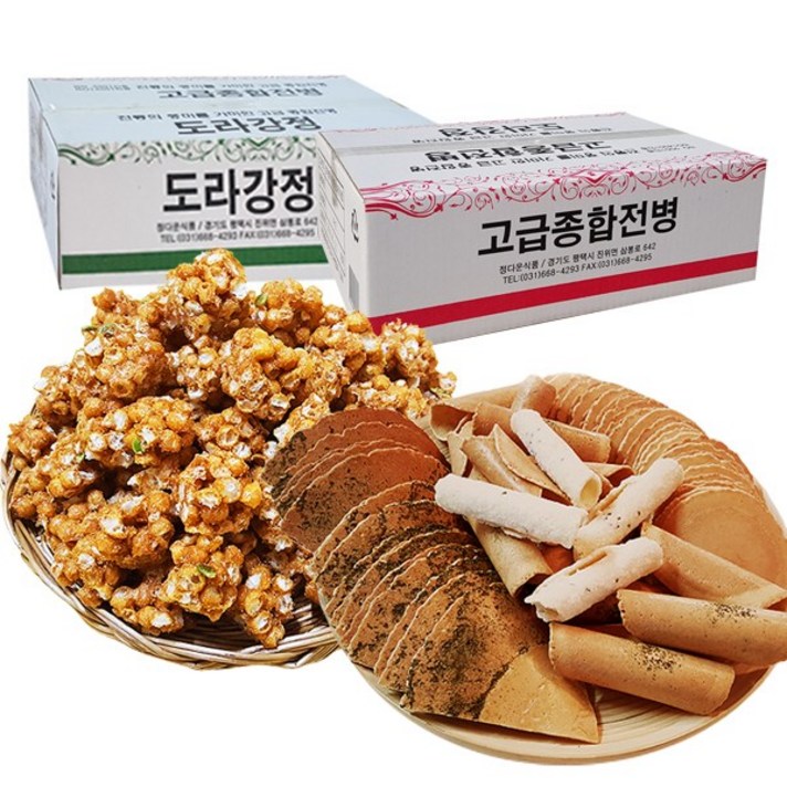정다운식품 전통 과자 세트, 고급 종합 전병 800g + 도라강정 700g, 1세트