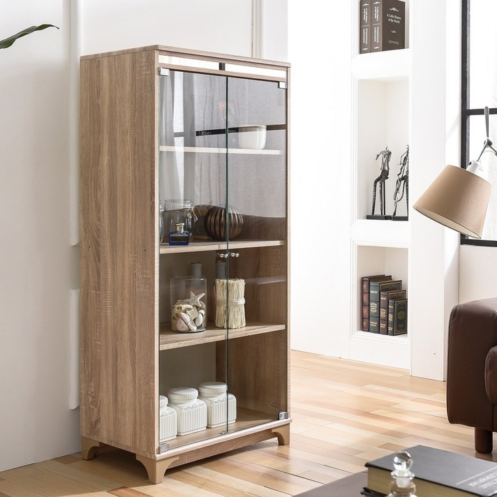 모던탑21 프리미엄 1300 유리 장식장, 브라운