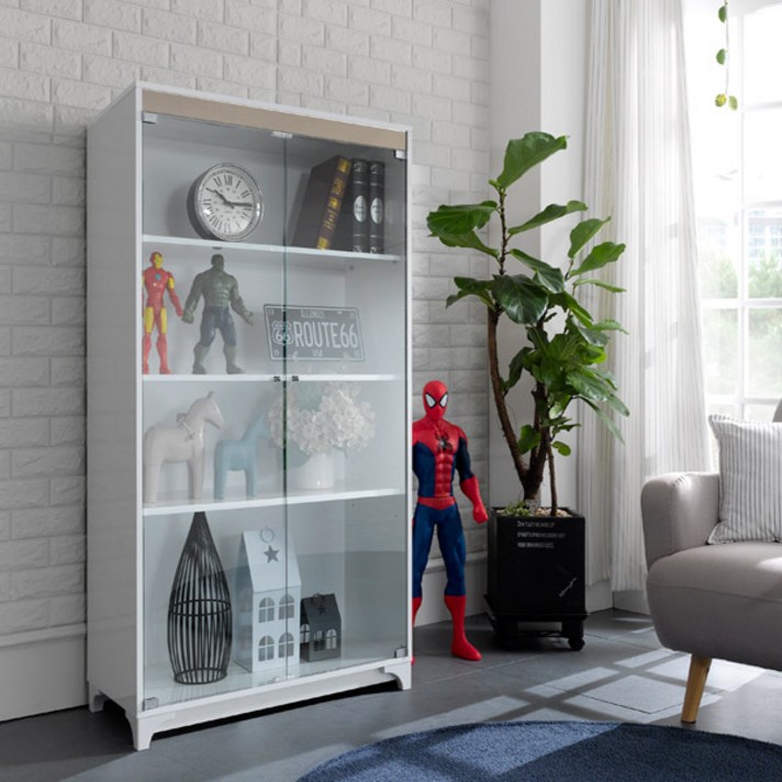 모던탑21 샤이니 LPM 700-4단 유리장식장, 화이트