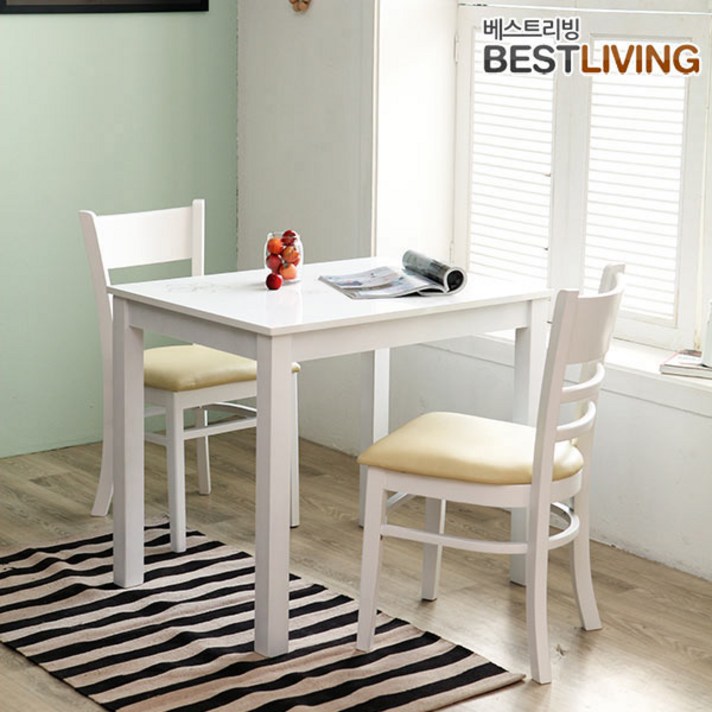 베스트리빙 리빙하이그로시2인식탁세트 식탁, 화이트
