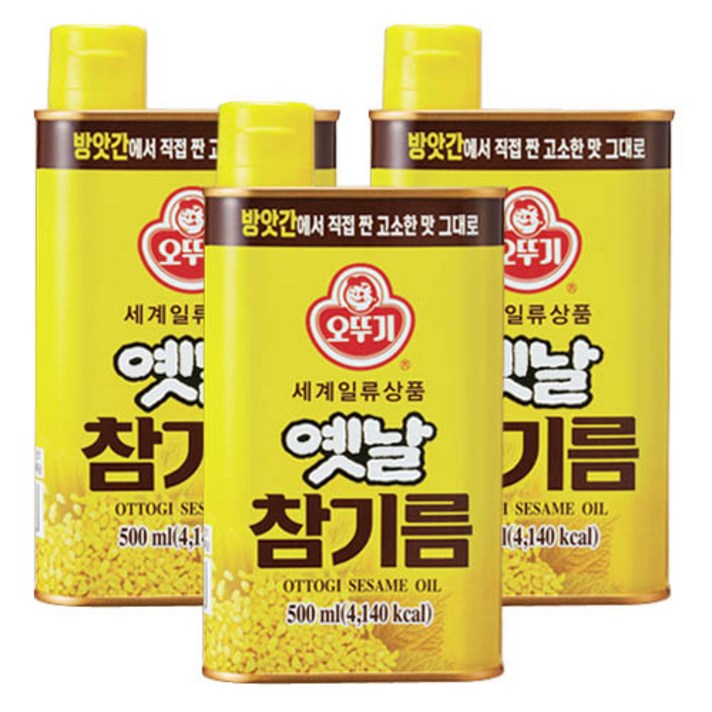 오뚜기 옛날참기름, 500ml, 3개