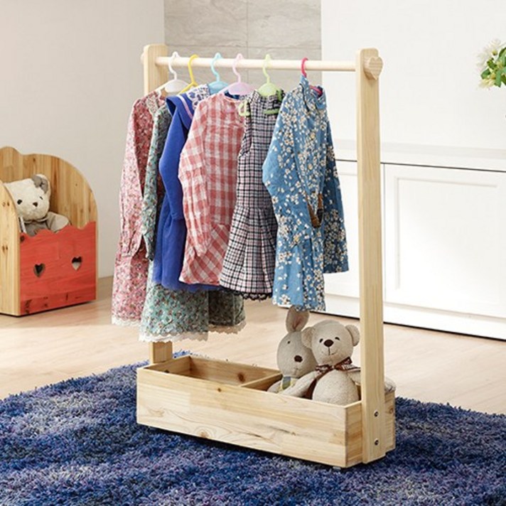 홈스토리 사랑이 어린이 행거 오픈형, 내추럴